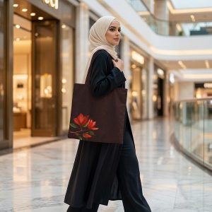 توت بگ فانتزی جین متقال گرم بالای نقاشی دست با بند جین و آستردار